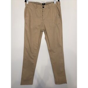 H&M Men's Khaki Chino Pants Size 34R Tan Flat Front Casual Business Button Fly
